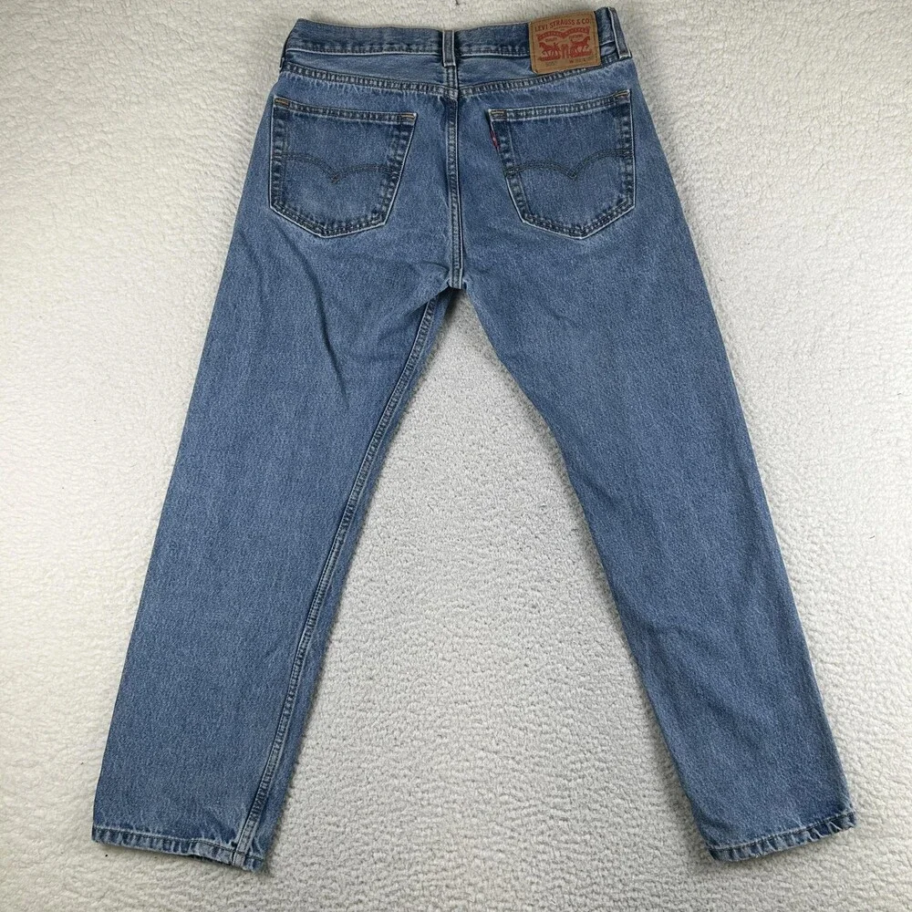 Levis 505 Jeans Mens 32x29 Blue Denim Medium Wash Straight Leg Zip Fly Classic